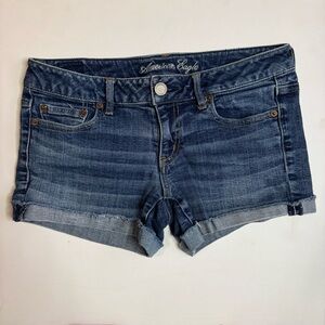 American Eagle Outfitters Blue Jean Shorts with Cuffed Hem